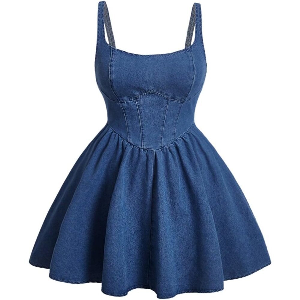 Plus Size Denim Dress Sleeveless A Line Mini Casual Women